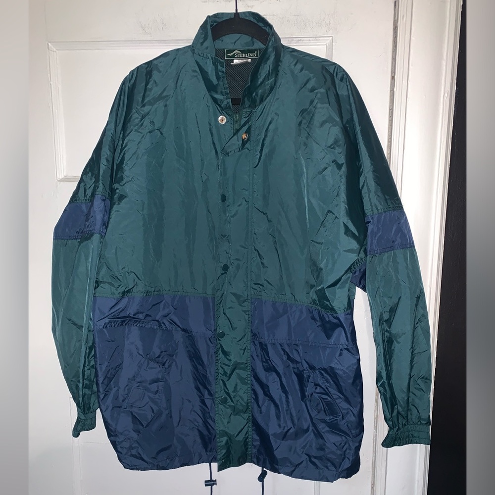 Sterling mens green and blue 90’s 80’s style windbreaker size‎ large